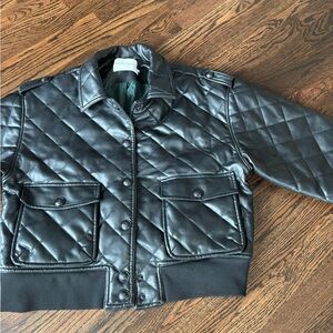 Rebecca Minkoff | Black Faux Leather Bomber Jacket | L